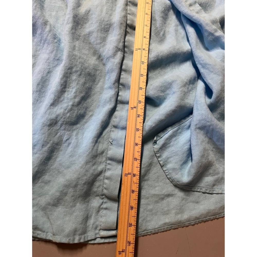 L'AGENCE Light Blue Linen‎ Maxi Shirt Dress Long Sleeve Button Down Size S/P - Picture 13 of 15